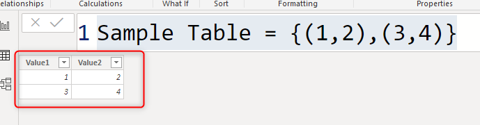 Creating A Table In Power Bi Using Dax Table Constructor