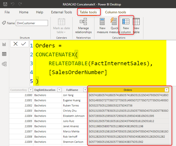 ConcatenateX In Power BI And DAX: Concatenate Values Of A Column - RADACAD