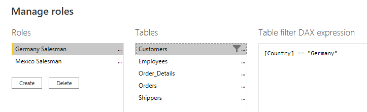 RLS in the Power BI dataset associated with the Datamart