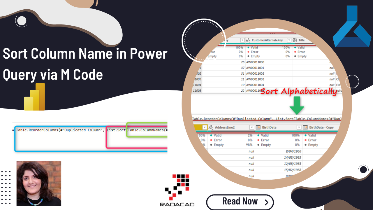 Sort Column Name in Power Query via M Code